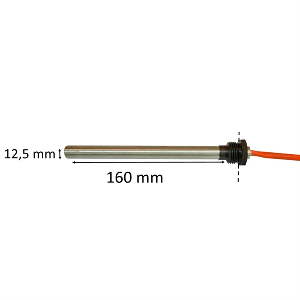 Zündkerze / Glühzünder mit Gewinde für Pelletofen: 12,5 mm x 160 mm x 350 Watt 1/2" Gewinde